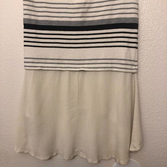 Anthropologie Deletta Tunic black and white striped Top hi low crew neck tunic S - Picture 4 of 13